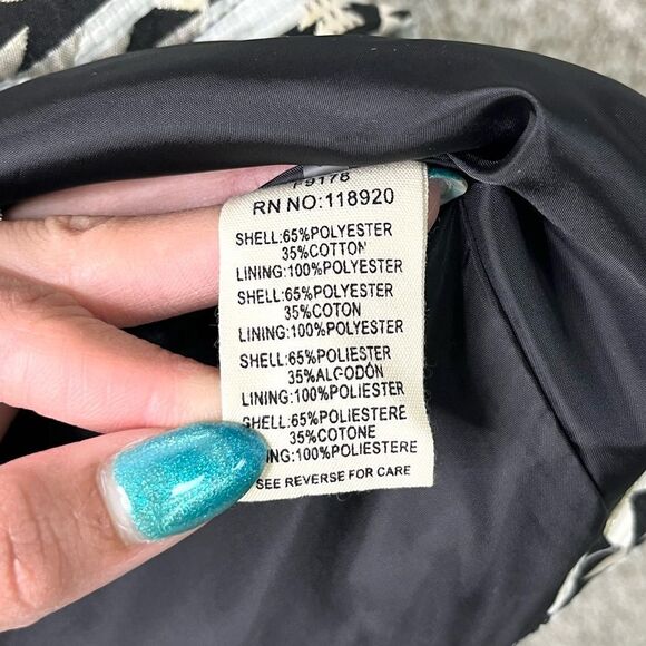 FRNCH Jacket Women’s M/L Black, Ivory and Gold Geometric Zip Up - Picture 5 of 7